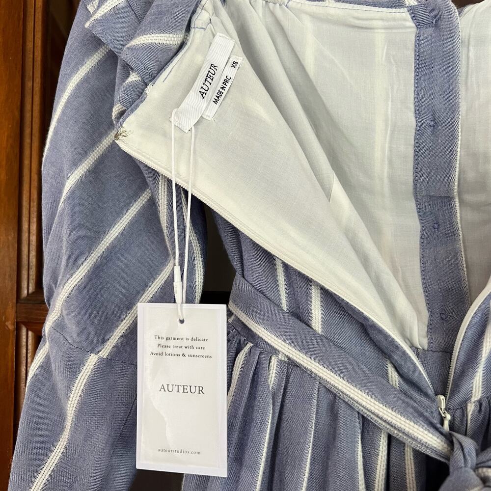 Auteur Revolve Linda Dress Off the Shoulder A-Line Striped Women's Size XS NWT - Picture 9 of 10